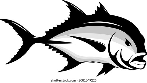 giant trevally GT vector bw for fishing and outdoor logo company