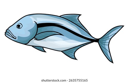Giant Trevally with white background separately