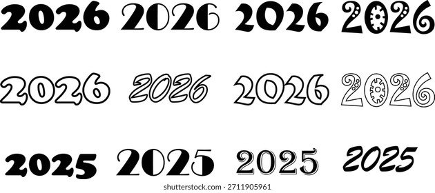 Pacote de Vetor Gigante: Calendário 2026, Tipografia de Ano Novo, Quadros Diversos e Coleção de Formas Gráficas Dinâmicas Abstratas