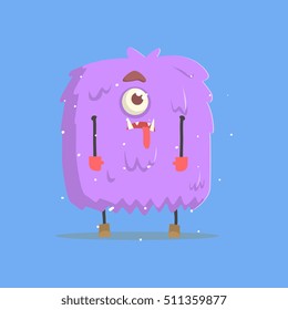 Giant Violet Furry Square Monster In Winter