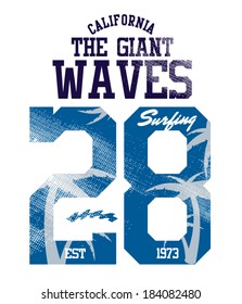 The Giant Waves surfer vector apparel . artwork for t-shirt print