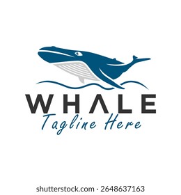 giant whale illustration logo design