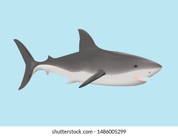 Giant white shark cartoon vector illustration