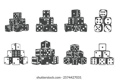 Giant yard dice silhouette, Giant dice silhouette, Dice silhouette, Wooden yard dice vector illustration. 
