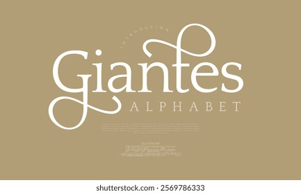 Giantes typography beauty fashion elegant minimalist serif italic fonts decorative wedding vintage retro logos. Minimal luxury font alphabet logo. Vector illustration