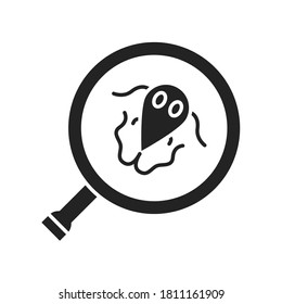 Giardiasis check black glyph icon. Medical examination concept. Pictogram for web, mobile app, promo. UI UX design element.