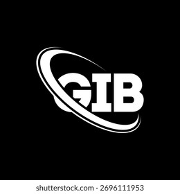 Logotipo de GIB. Carta GIB. Diseño de logotipo de letra GIB. Logotipo de las iniciales GIB enlazado con el círculo y el logotipo del monograma en mayúsculas. Tipografía GIB para tecnología, negocio y marca inmobiliaria.