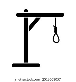 gibbet glyph icon. gallows glyph on white background. hang and knot sign. rope symbol. Hangman or hangwoman noose knot prevention day support icon.