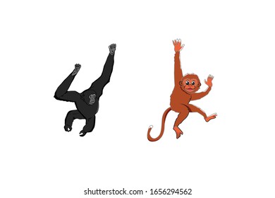 Gibbon Animal Cartoon Vector Illustration