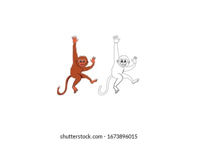 Gibbon Animal Cartoon Vector Illustration Bundle