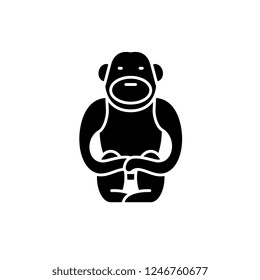 Gibbon black icon, vector sign on isolated background. Gibbon concept symbol, illustration 