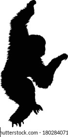 Gibbon (Hylobatidae) Silhouette Found In Map Of Asia