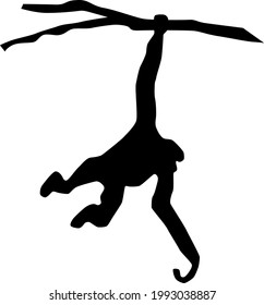 Gibbon Jumping Holding Branch Silhouette Vector Stock Vector (Royalty ...