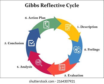 Gibbs Reflective Cycle with Icons in an Infographic template