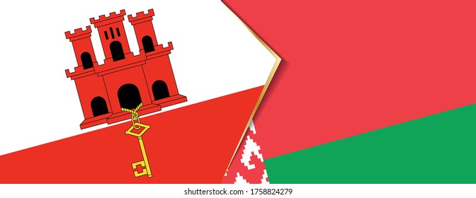 Banderas de Gibraltar y Bielorrusia, dos banderas vectoriales símbolo de relación o enfrentamiento.