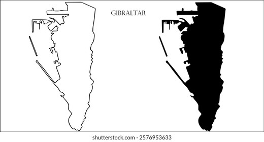 Gibraltar Blank Map, Gibraltar Map Outline Vector Images