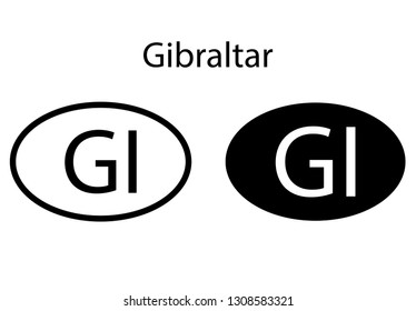 Gibraltar country code icon.  Iso code country domain name.  GI - Gibraltar abbreviated. vector