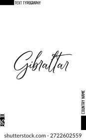 Gibraltar    - Nome do país Design de vetor de texto com tipografia cursiva elegante 