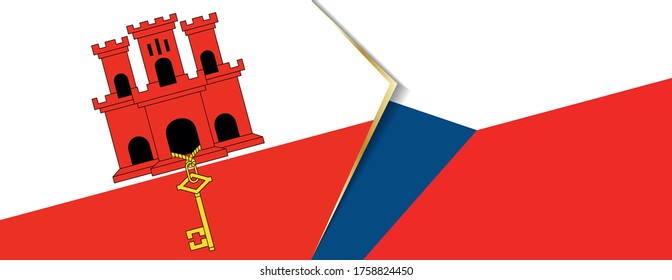 Gibraltar and Czech Republic flags, two vector flags symbol of relationship or confrontation.