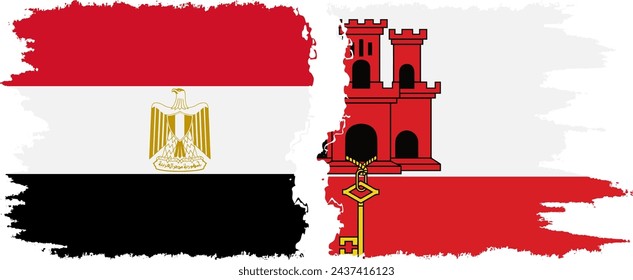 Gibraltar y Egipto grunge banderas conexión, vector
