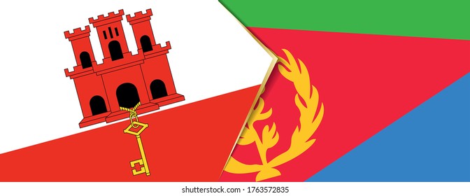 Banderas de Gibraltar y Eritrea, dos banderas vectoriales símbolo de relación o enfrentamiento.
