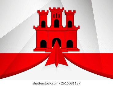 Gibraltar Flag with Abstract Paper Airplane Design, National Flag in a geometric folded paper style. Vector illustration.