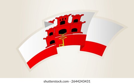 Gibraltar Flag in Abstract Ribbon Shape, National Symbol of the Gibraltar. This vector is ideal for use in national events, Independence Day, international sports competitions.