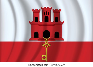 The gibraltar flag background with cloth texture. The gibraltar Flag vector illustration.