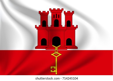 The gibraltar flag background with cloth texture. The gibraltar Flag vector illustration.