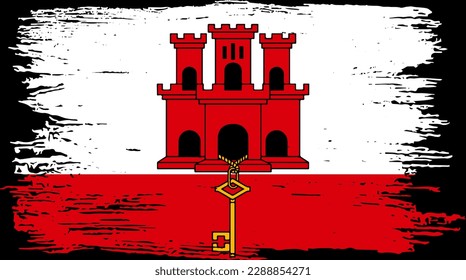 Gibraltar flag with brush paint textured isolated  on png  background