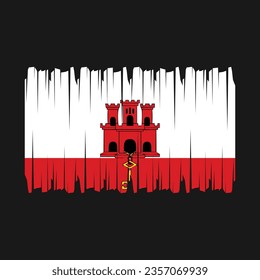 Bandera de Gibraltar con vector de trazo de pincel Ilustración