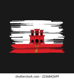 Gibraltar Flag Brush Vector Illustration