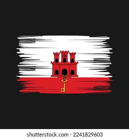 Gibraltar Flag Brush Vector Illustration