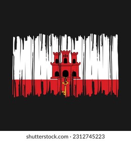 Gibraltar Flag Brush Vector Illustration
