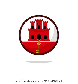 Icono de la bandera de Gibraltar. Bandera de Gibraltar de estilo plano aislado en un fondo blanco - vector de stock.