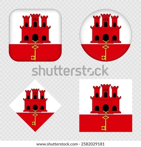 Gibraltar Flag Icons Pack. Vector illustration.