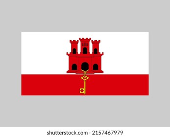 Gibraltar Flagge, offizielle Farben und Proportionen. Vektorgrafik.
