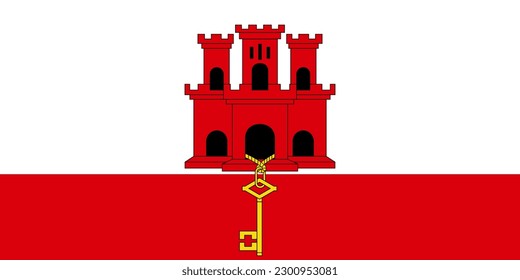 Gibraltar Flagge, offizielle Farben und Proportionen. Vektorgrafik.