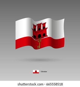 Gibraltar flag. Official colors and proportion correctly. High detailed vector illustration. 3d and isometry. EPS10
