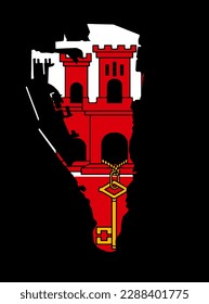 Gibraltar flag on map on transparent  background