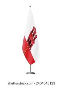 Gibraltar flag on flag stand for official meetings, transparent background, vector