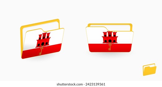 Gibraltar flag on two type of folder icon. Vector illustration.