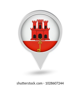 Gibraltar Flag Round Pin Icon. Vector icon.
