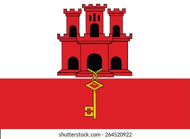 Gibraltar flag vector illustration isolated. Europe state. Gibraltar national symbol. Patriotic emblem banner.