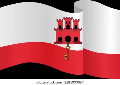 Ola de bandera de Gibraltar aislada en la png o en un fondo transparente