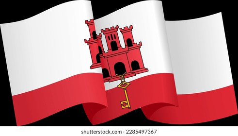 Gibraltar flag wave isolated on png or transparent background