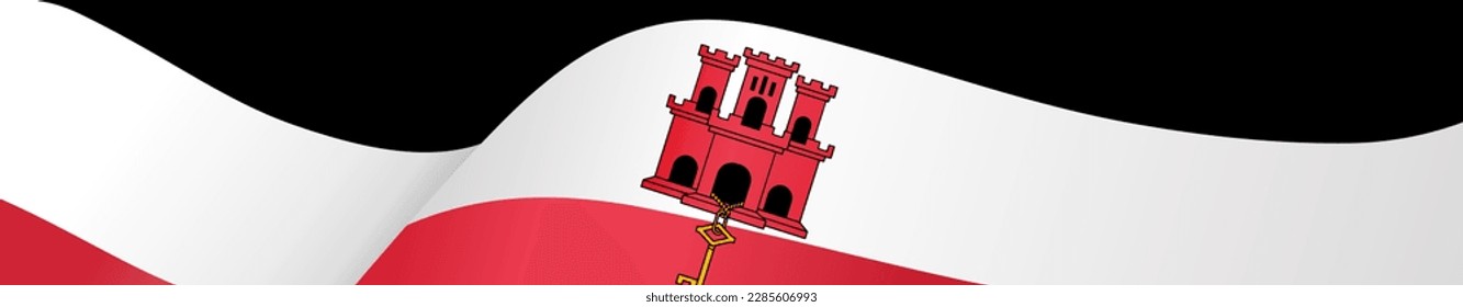 Gibraltar flag wave isolated on png or transparent background