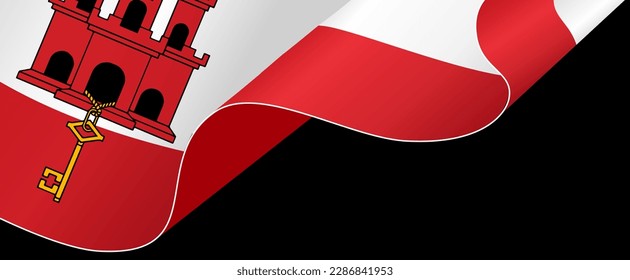 Gibraltar flag wave isolated on png or transparent background