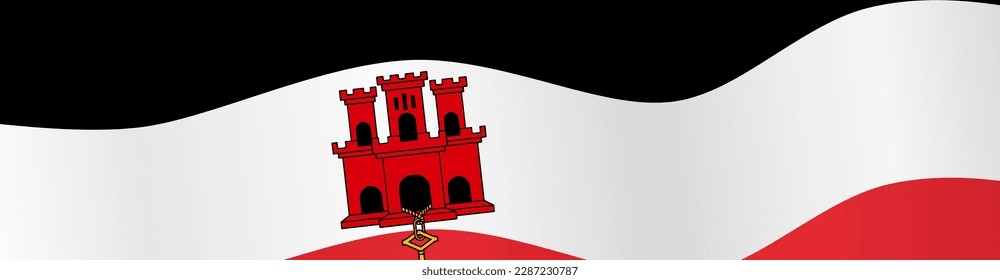 Gibraltar flag wave isolated on png or transparent background