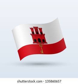 Gibraltar flag waving form on gray background. Vector illustration.